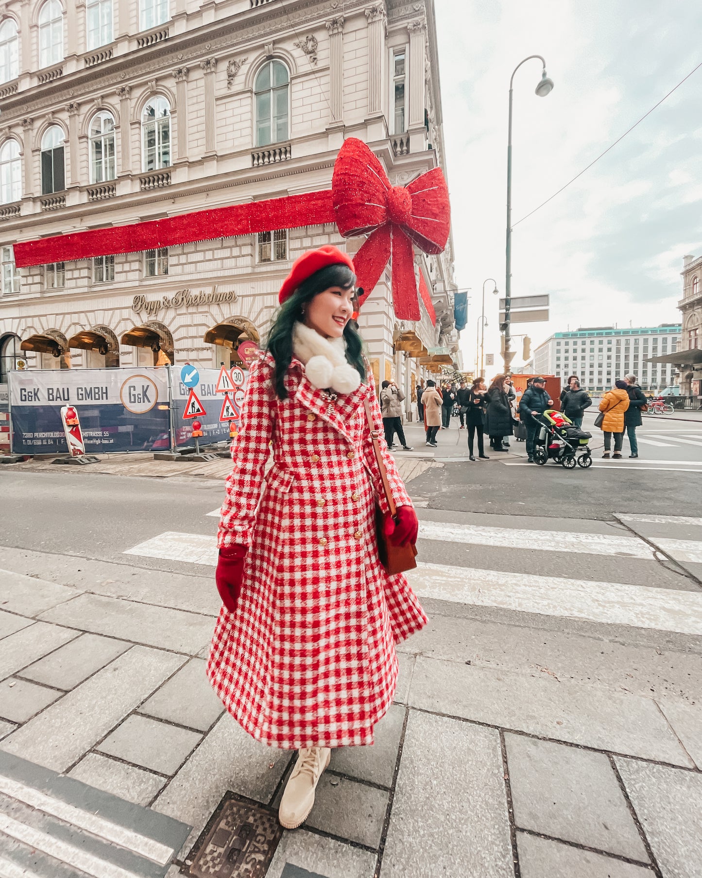 Candy Cane Gingham Dress Coat (Red/White)