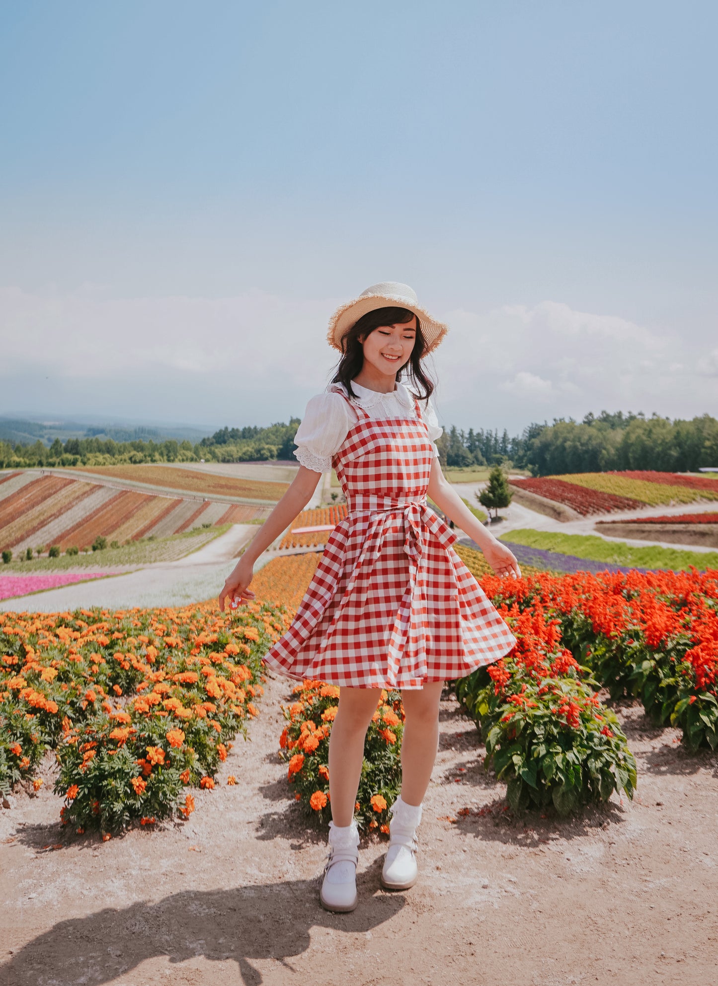 Gingham Picnic Cami Dress (Red)