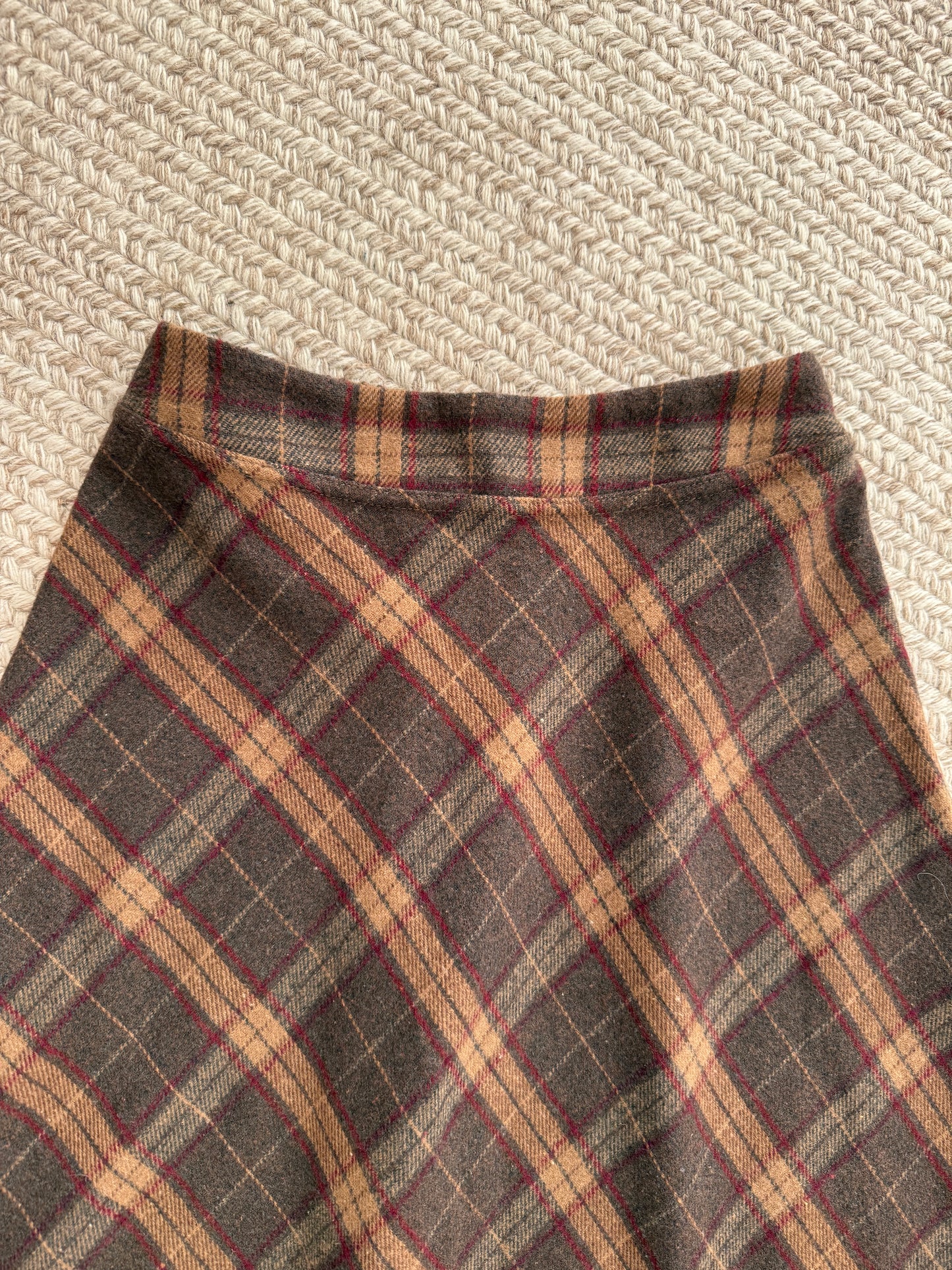 Oxford Plaid Midi Skirt (Brown)
