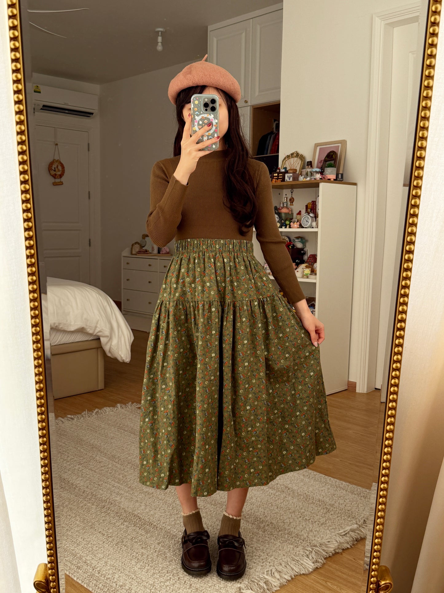 Cozy Floral Midi Skirt (2 Colors)