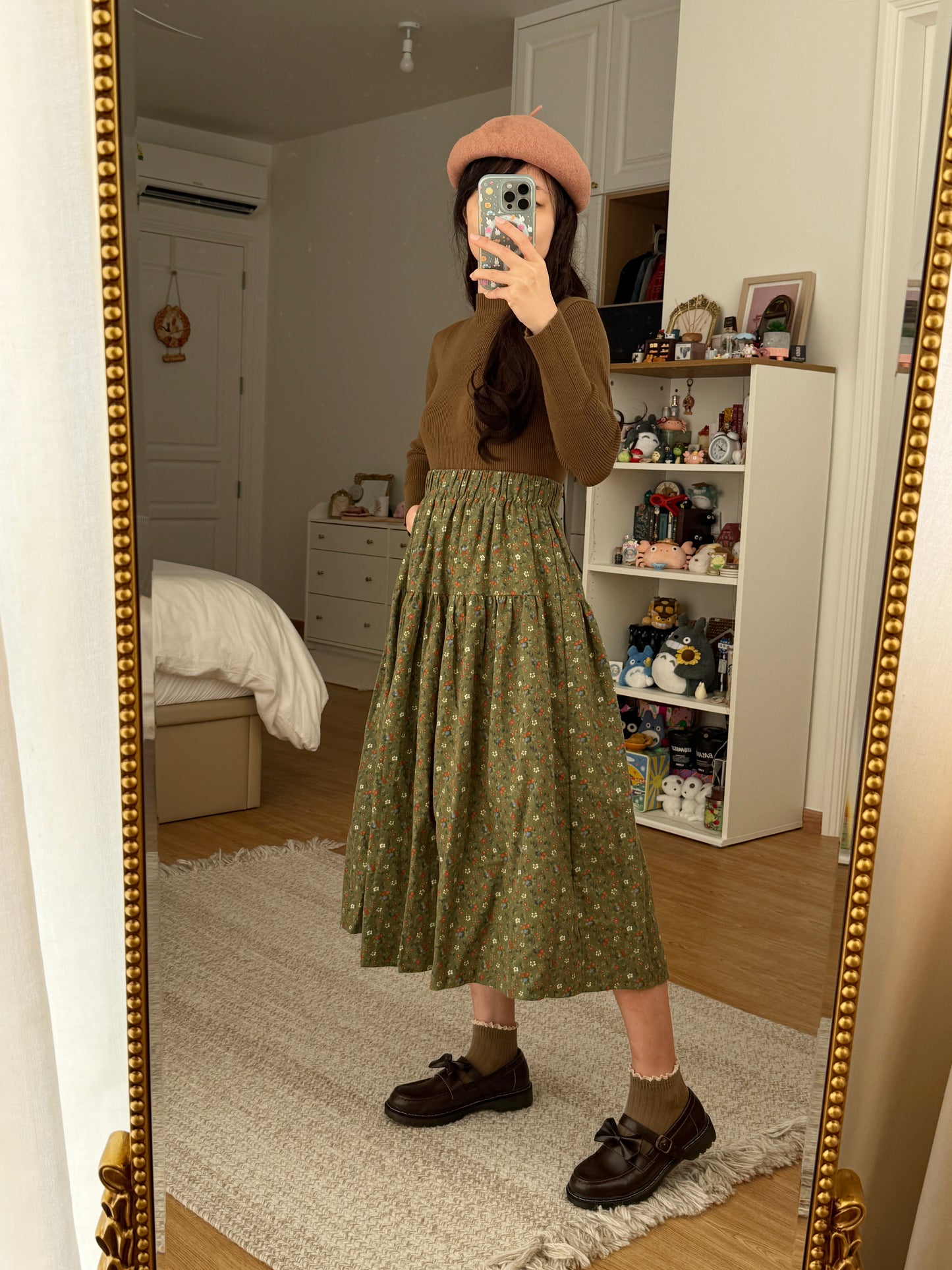 Cozy Floral Midi Skirt (2 Colors)