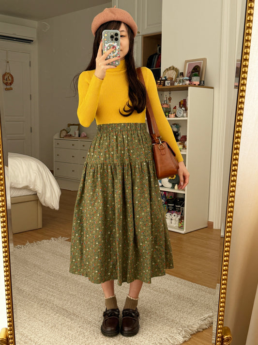 Cozy Floral Midi Skirt (2 Colors)