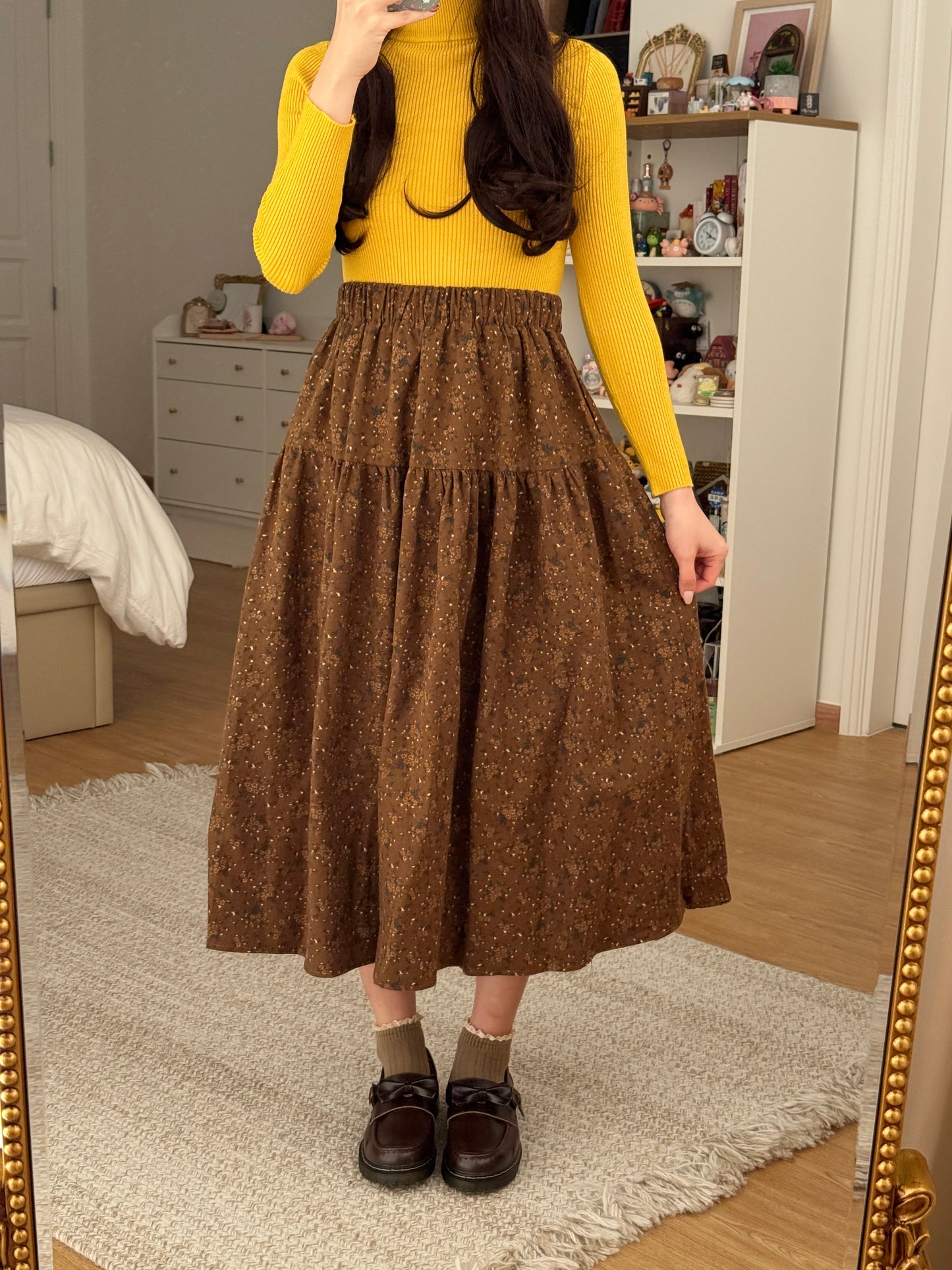 Cozy Floral Midi Skirt (2 Colors)