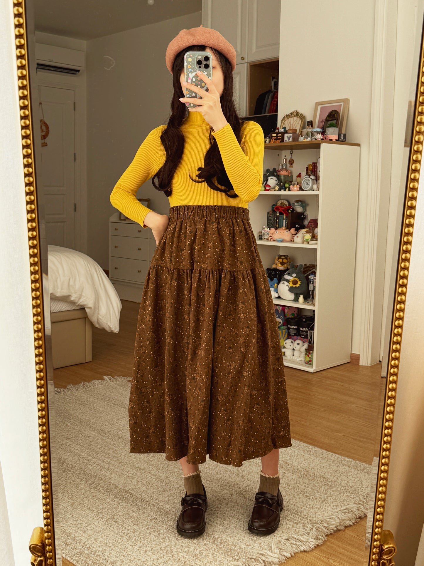 Cozy Floral Midi Skirt (2 Colors)
