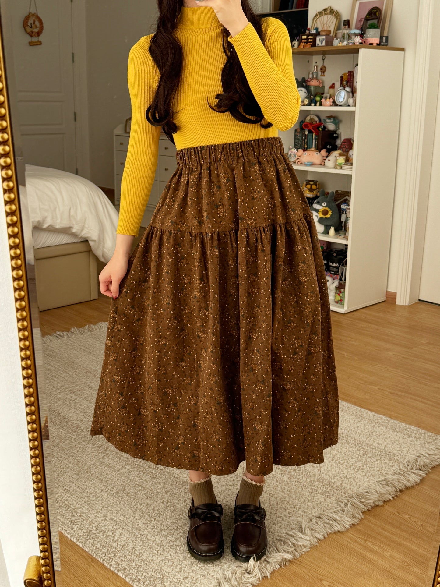 Cozy Floral Midi Skirt (2 Colors)