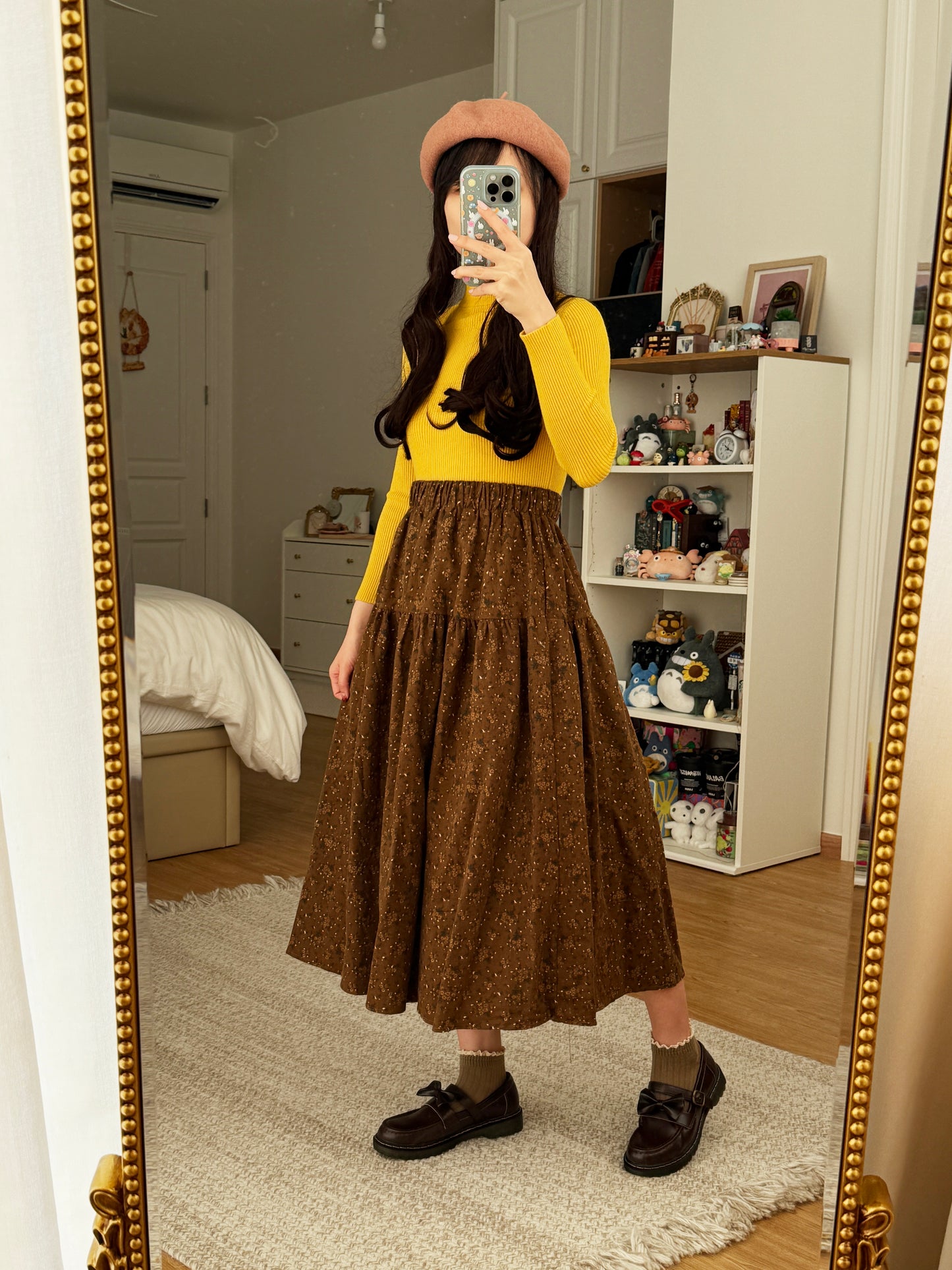 Cozy Floral Midi Skirt (2 Colors)
