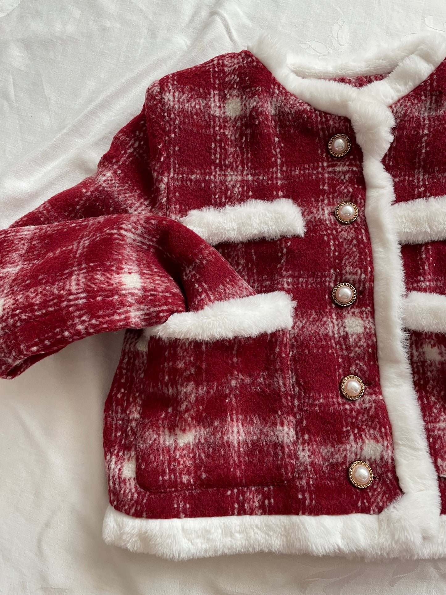 Cranberry Jam Plaid Tweed Set (Red/White)