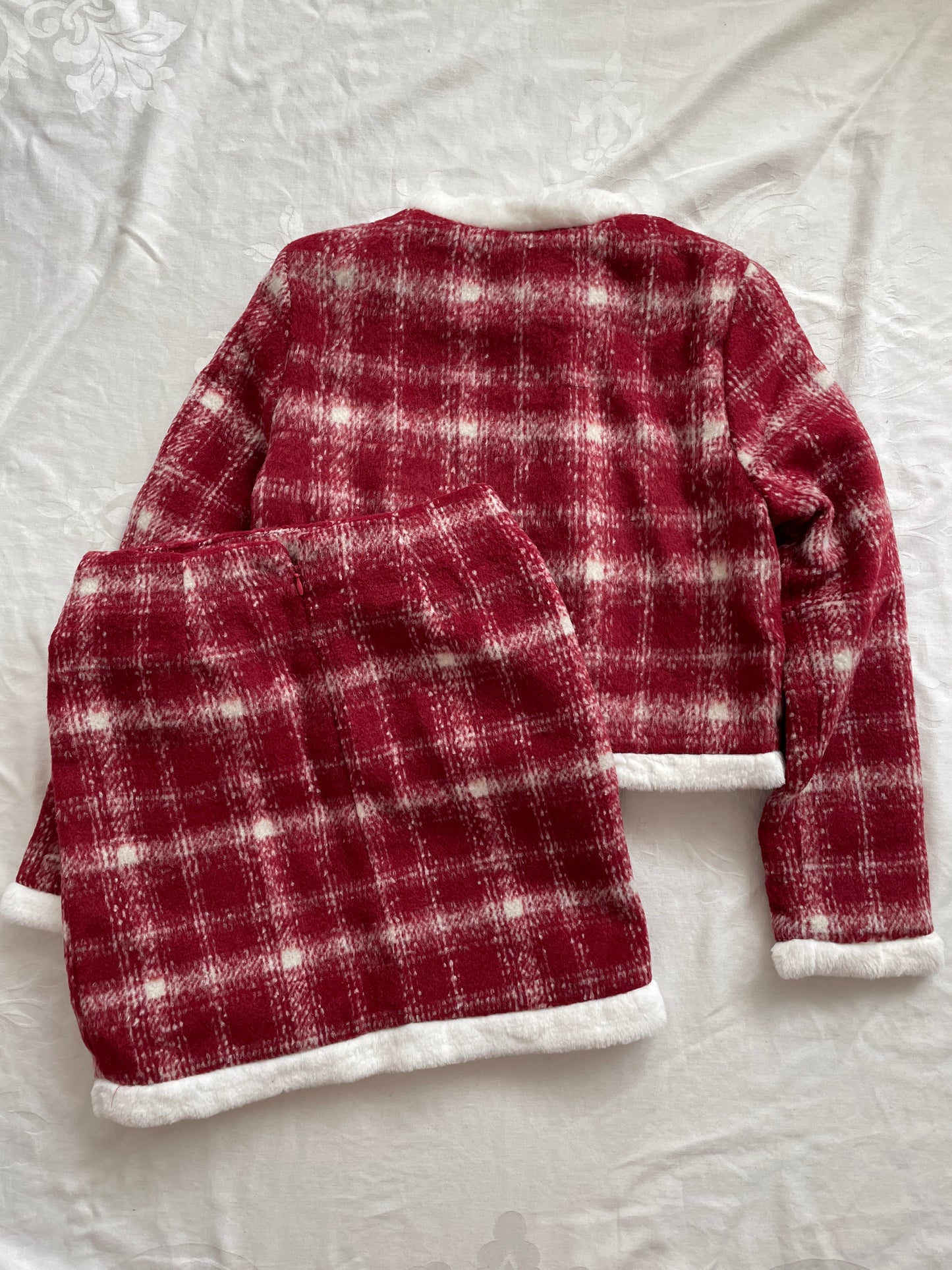 Cranberry Jam Plaid Tweed Set (Red/White)