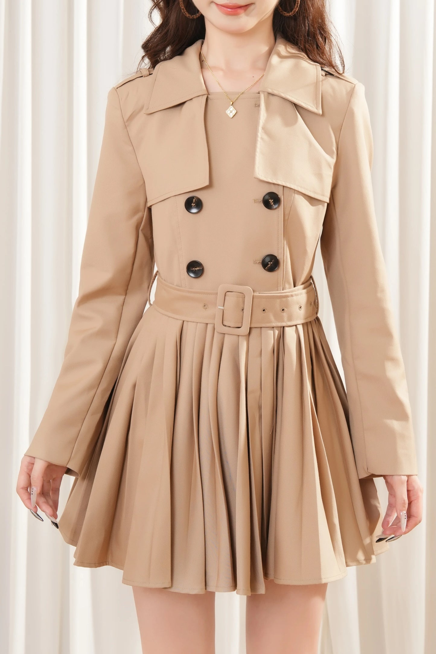 Mini Trench Dress (Khaki)