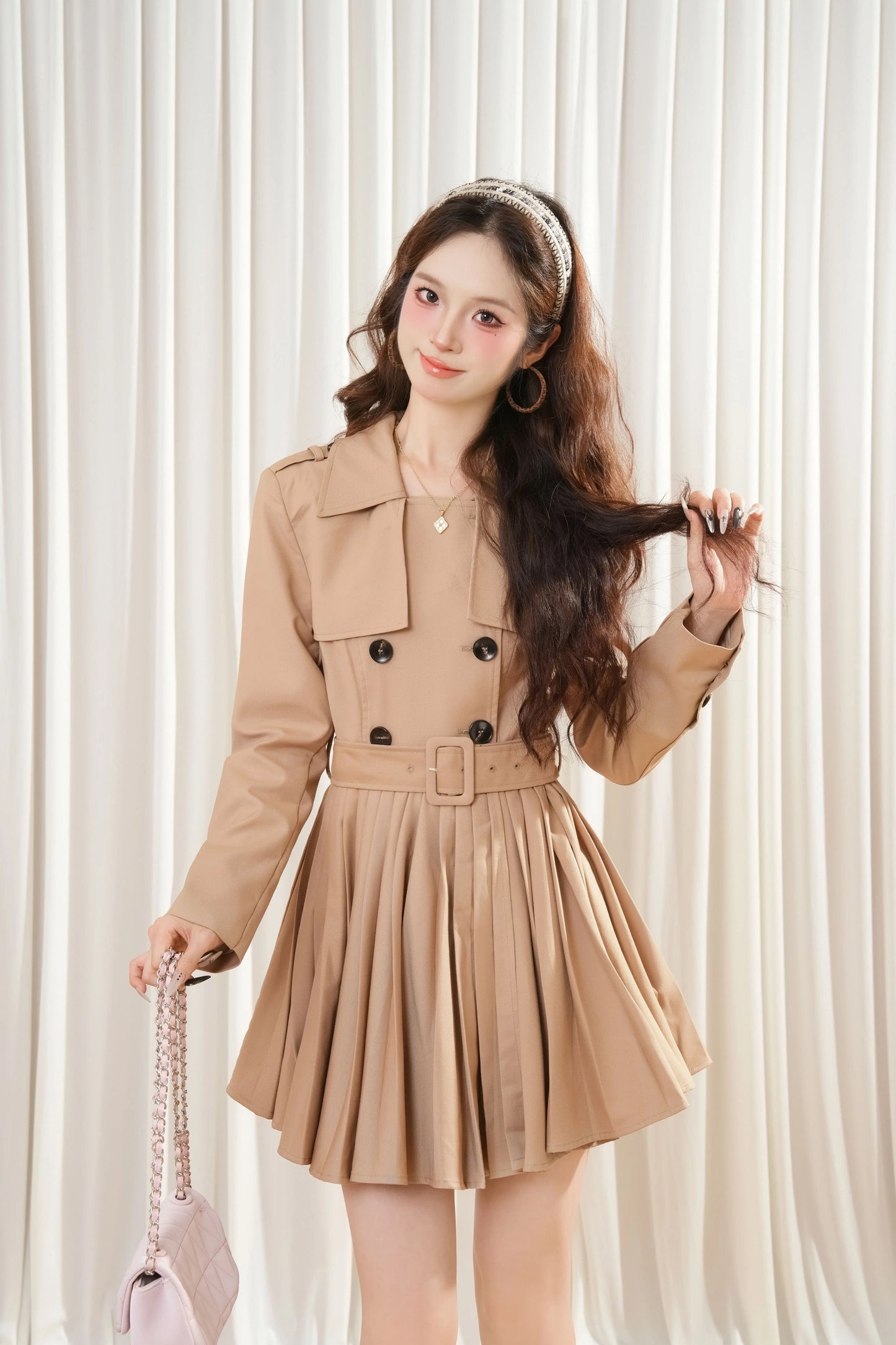 Mini Trench Dress (Khaki)