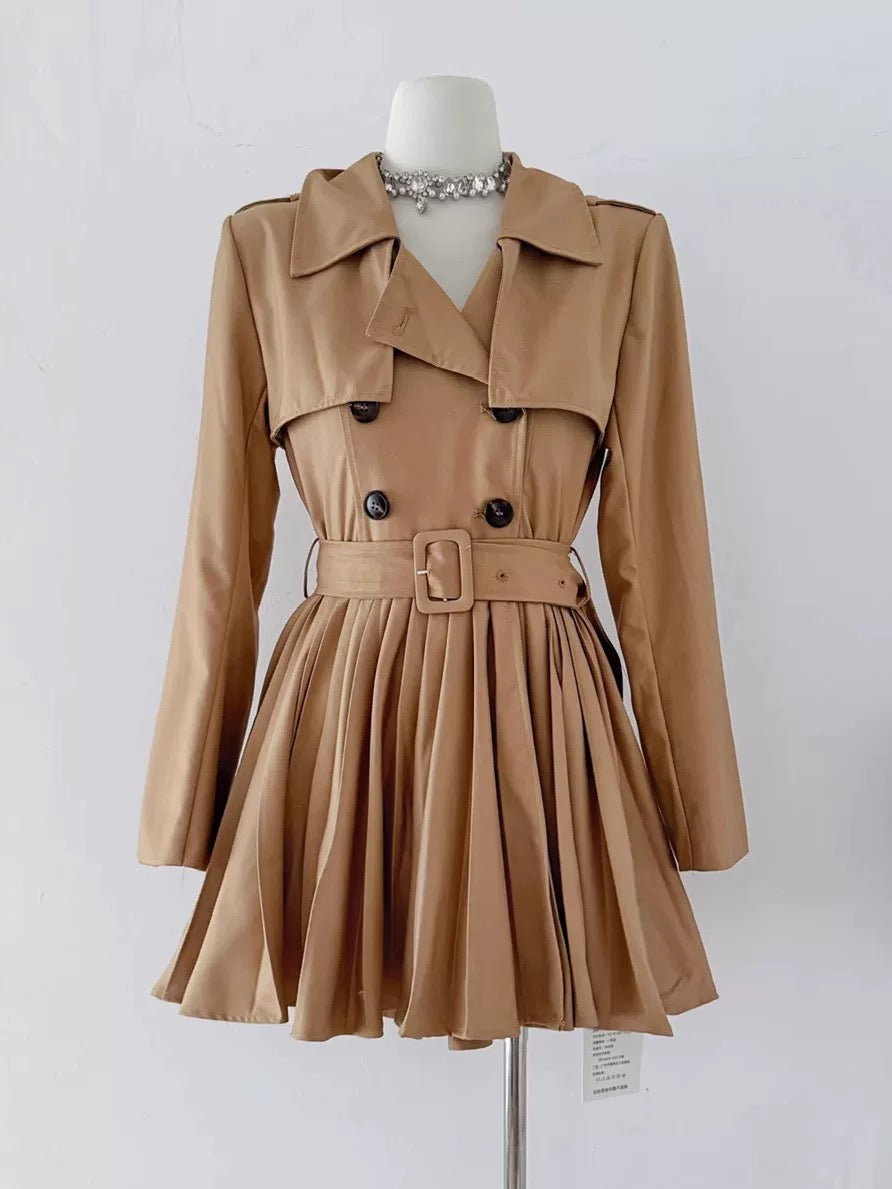 Mini Trench Dress (Khaki)