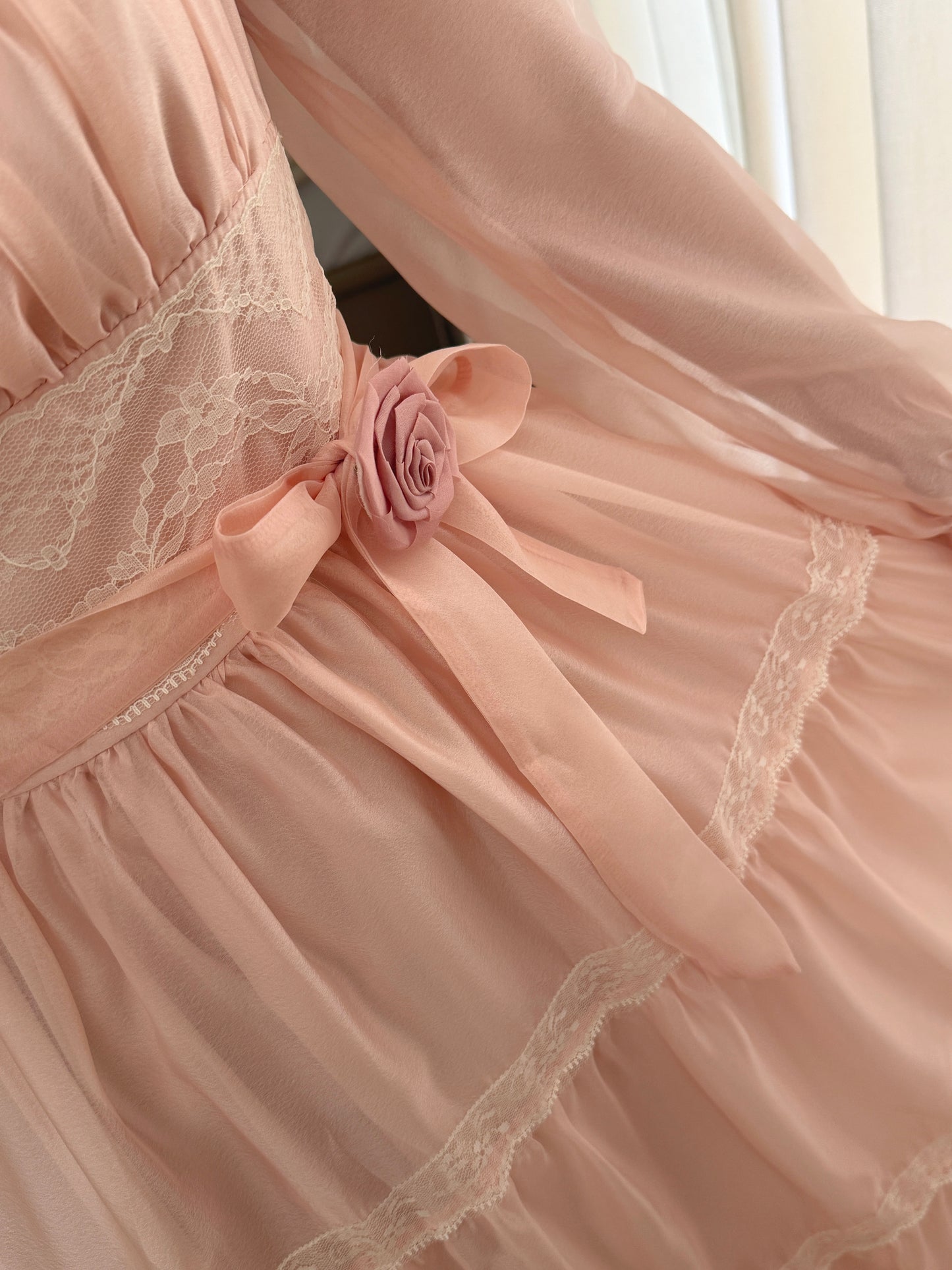 Rose Princess Organza Midi Dress (Pink)