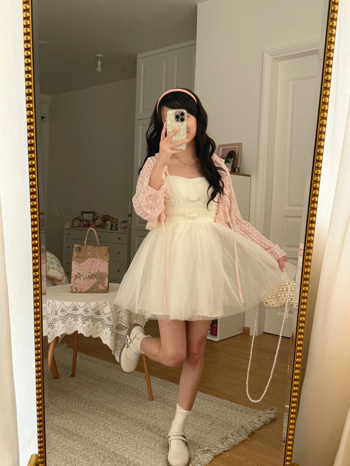 Ballet Tulle Mini Dress (White)