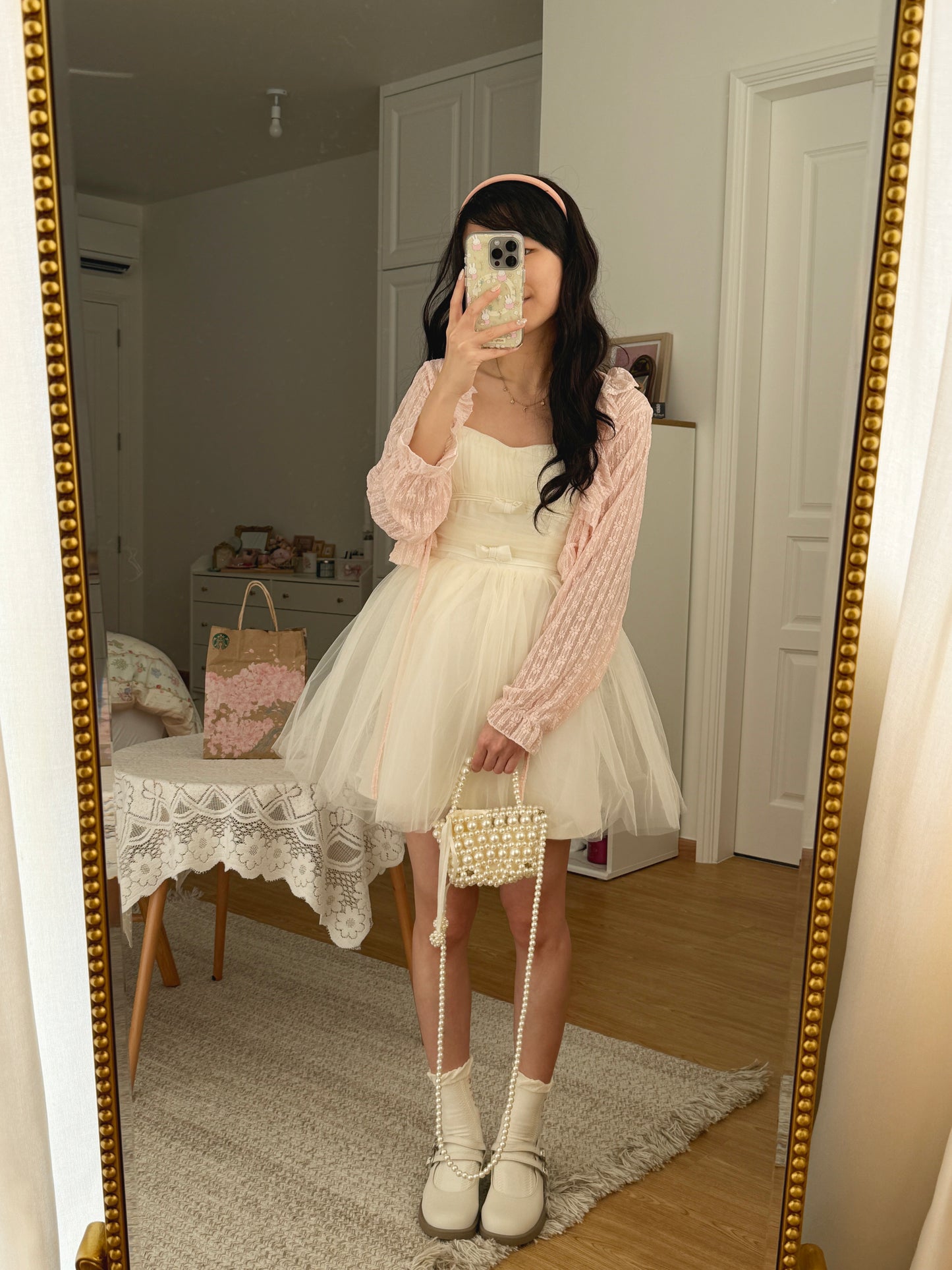 Ballet Tulle Mini Dress (White)