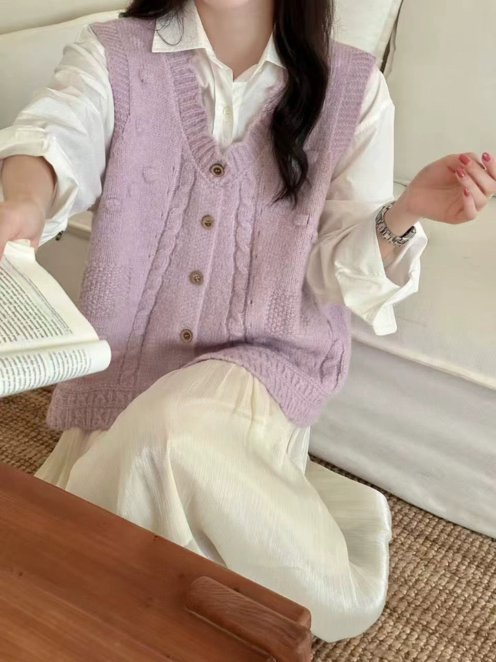 Button Front Knit Vest (5 Colors)