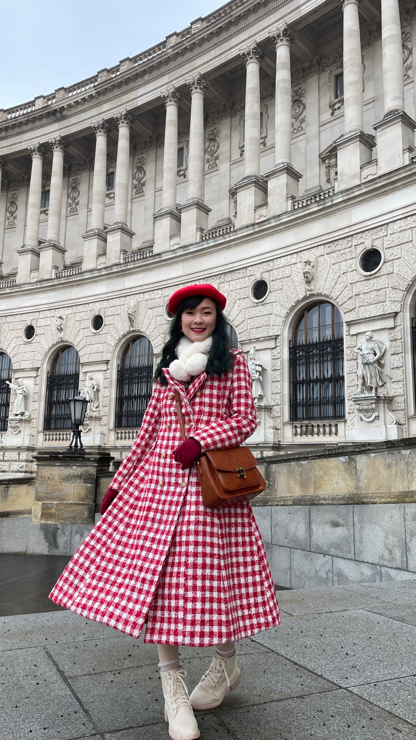 Candy Cane Gingham Dress Coat (Red/White)