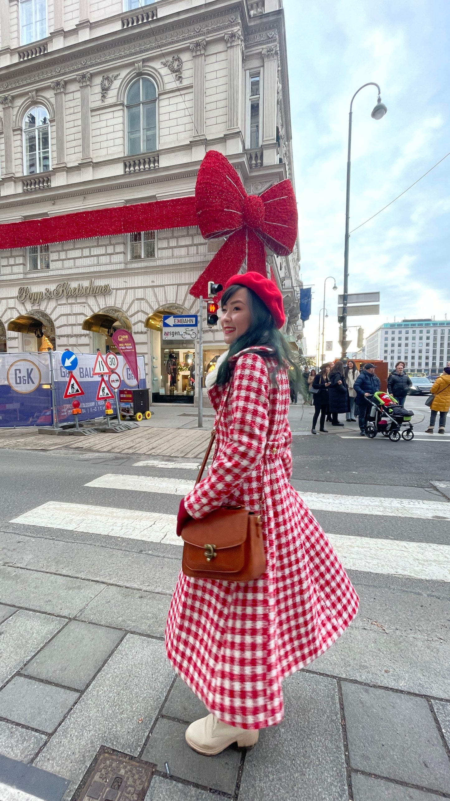 Candy Cane Gingham Dress Coat (Red/White)