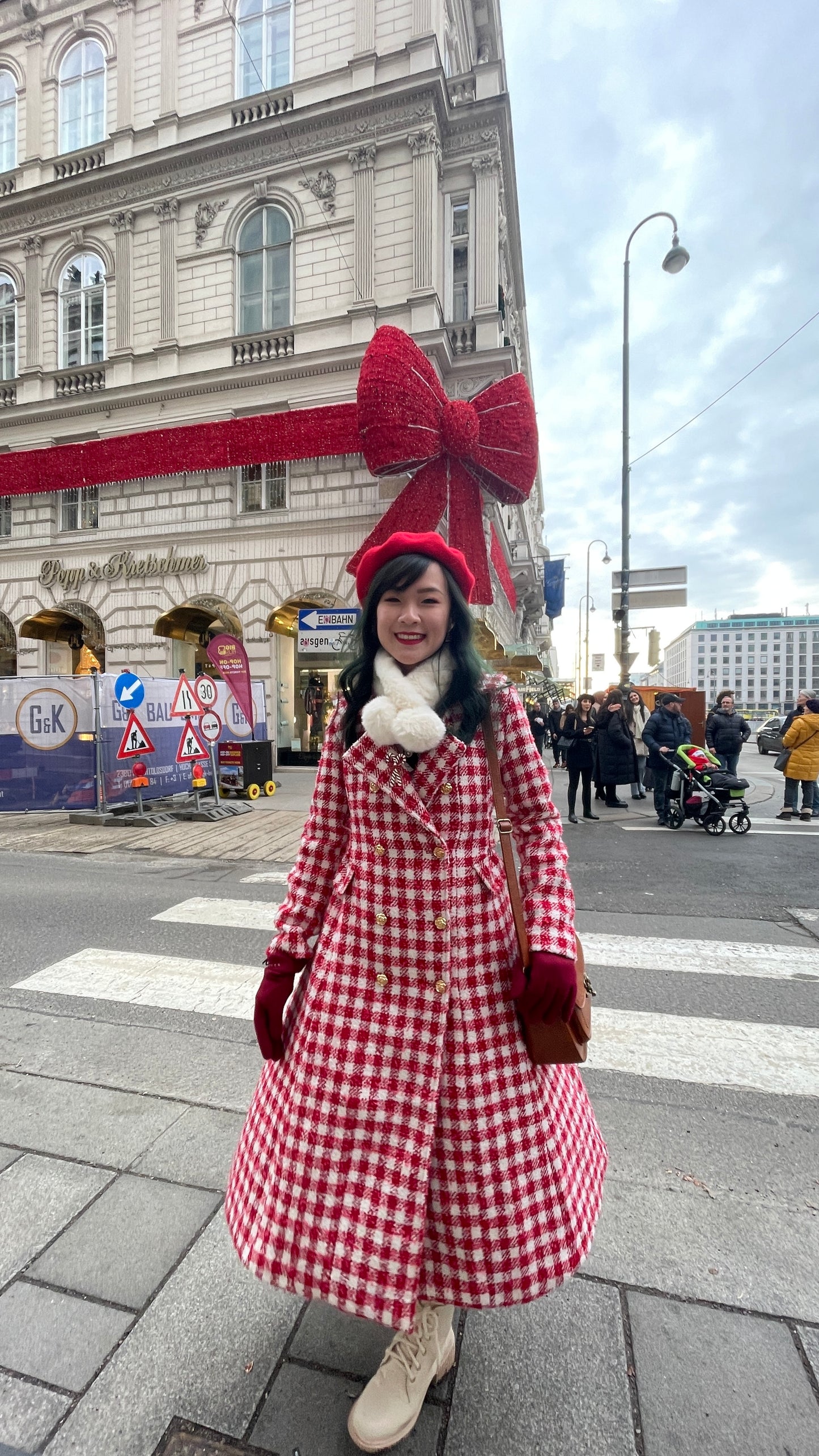 Candy Cane Gingham Dress Coat (Red/White)