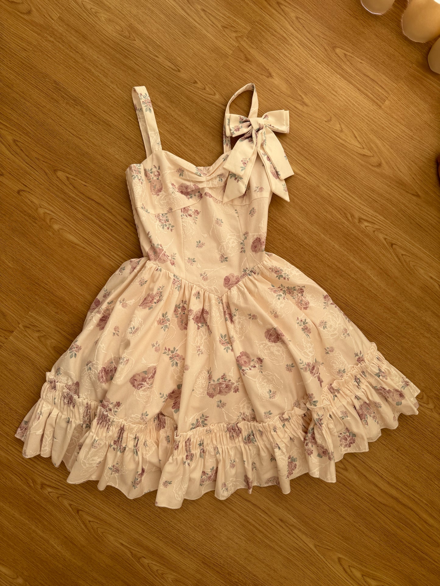 Sweet Rose Mini Dress (White/Pink)