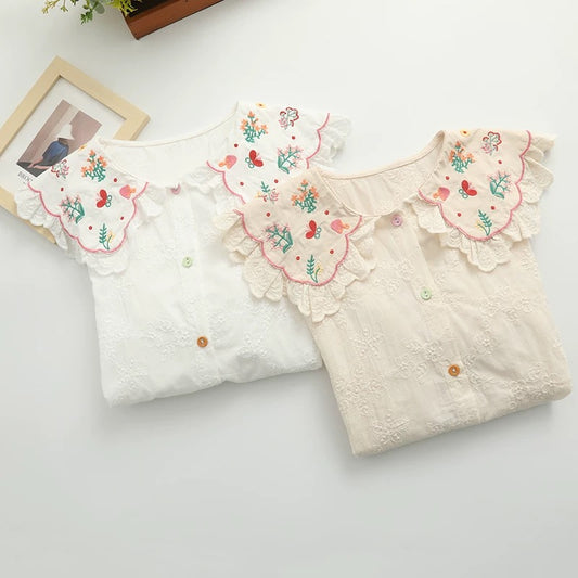 Butterfly Garden Embroidered Blouse (2 Colors)
