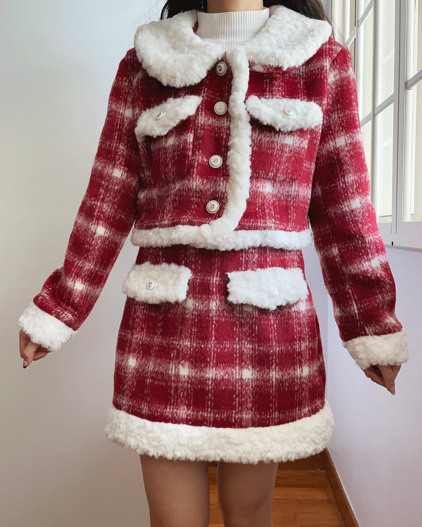 Cranberry Jam Plaid Sherpa Set (Red)
