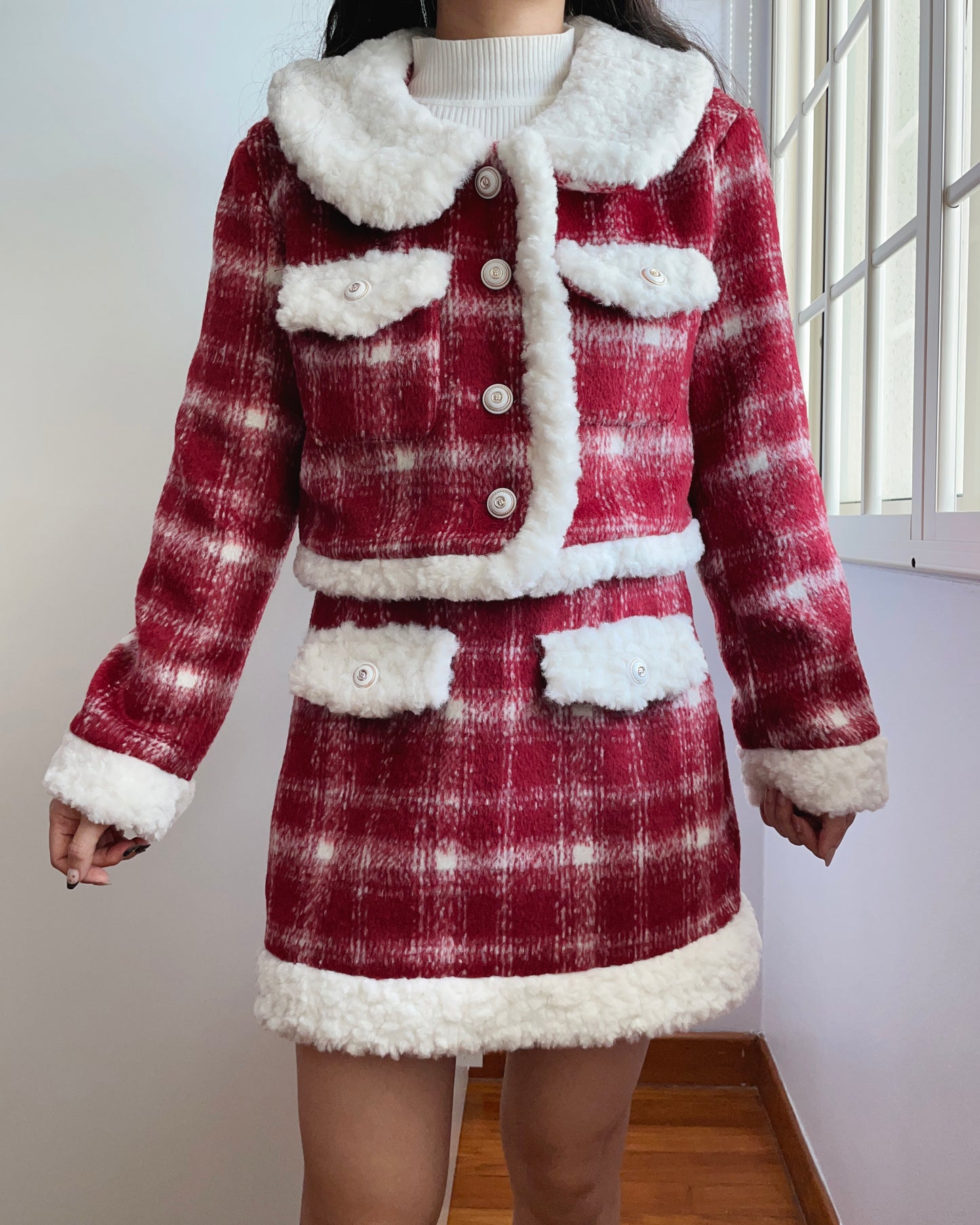 Cranberry Jam Plaid Sherpa Set (Red)