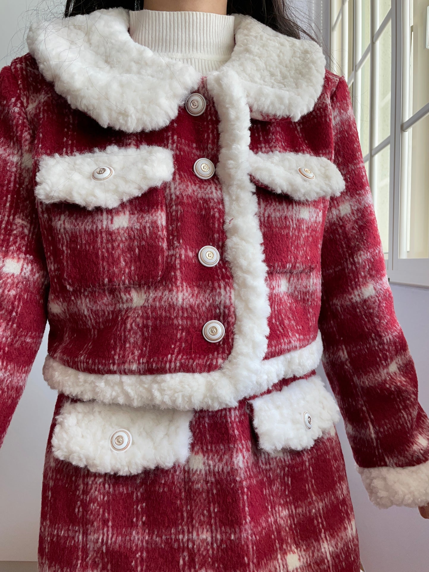 Cranberry Jam Plaid Sherpa Set (Red)