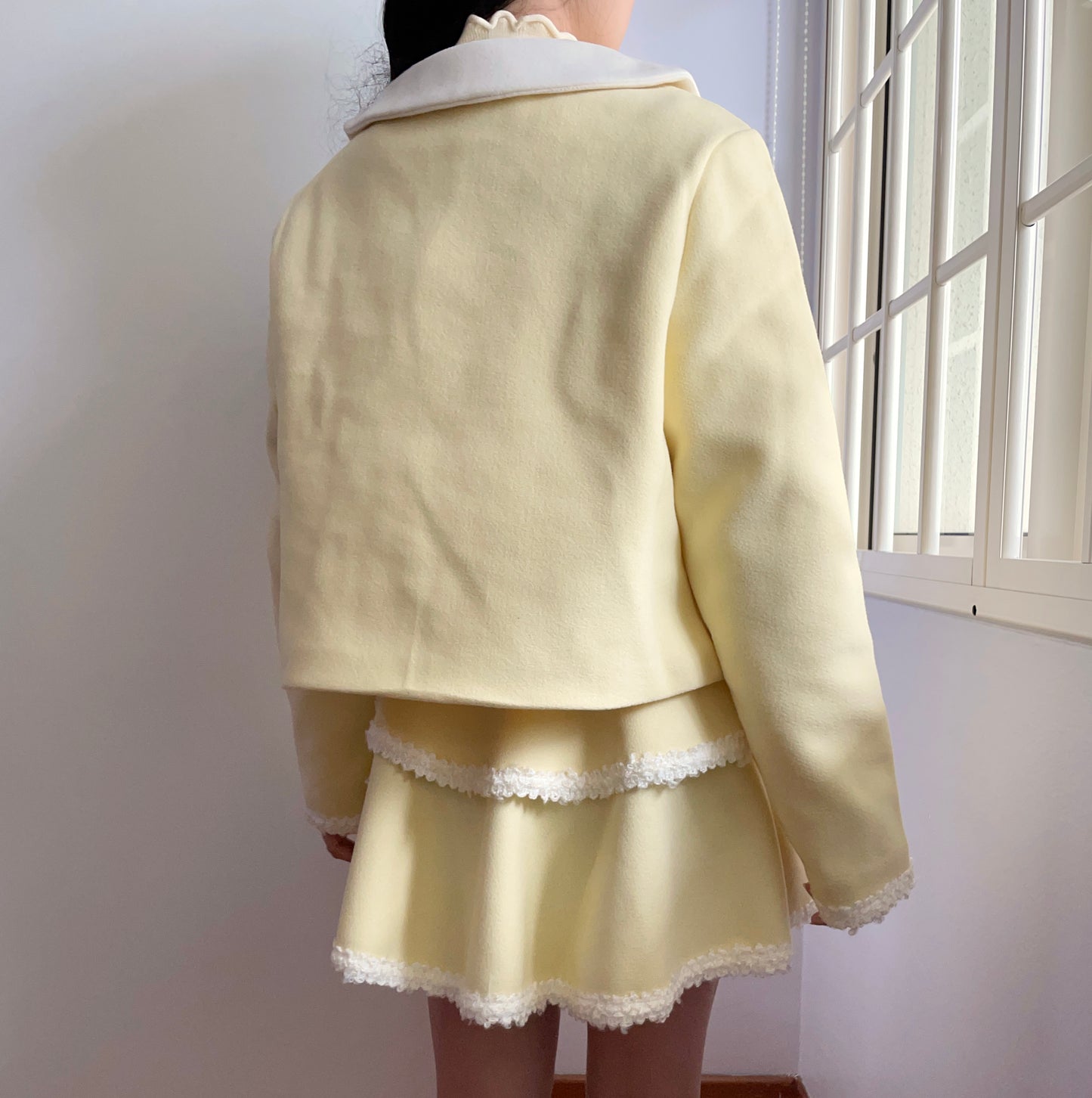 Buttercream Bow Tweed Set (Yellow/White)
