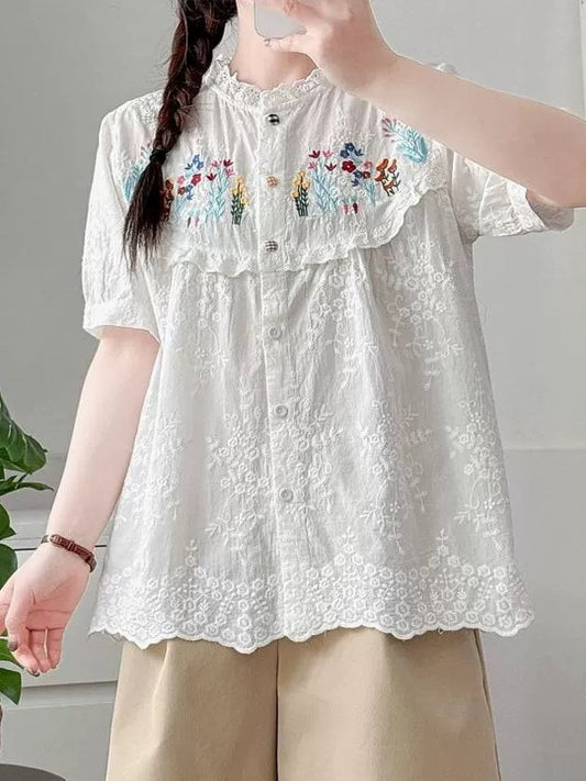 Front Garden Embroidered Blouse (2 Colors)