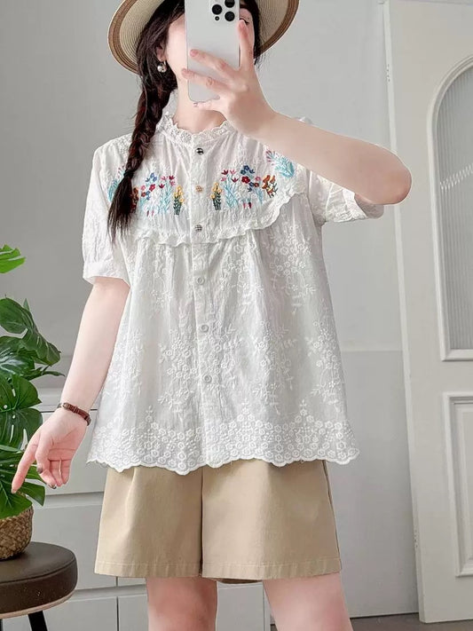 Front Garden Embroidered Blouse (2 Colors)