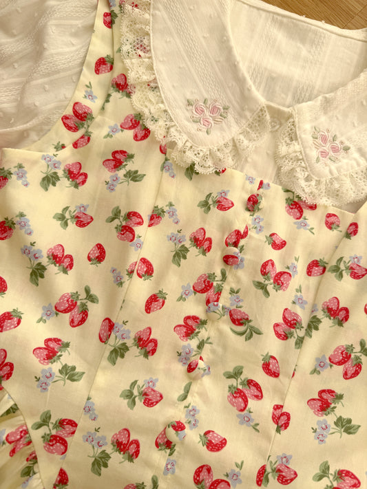 Strawberry Fields Mini Dress (Milk White)
