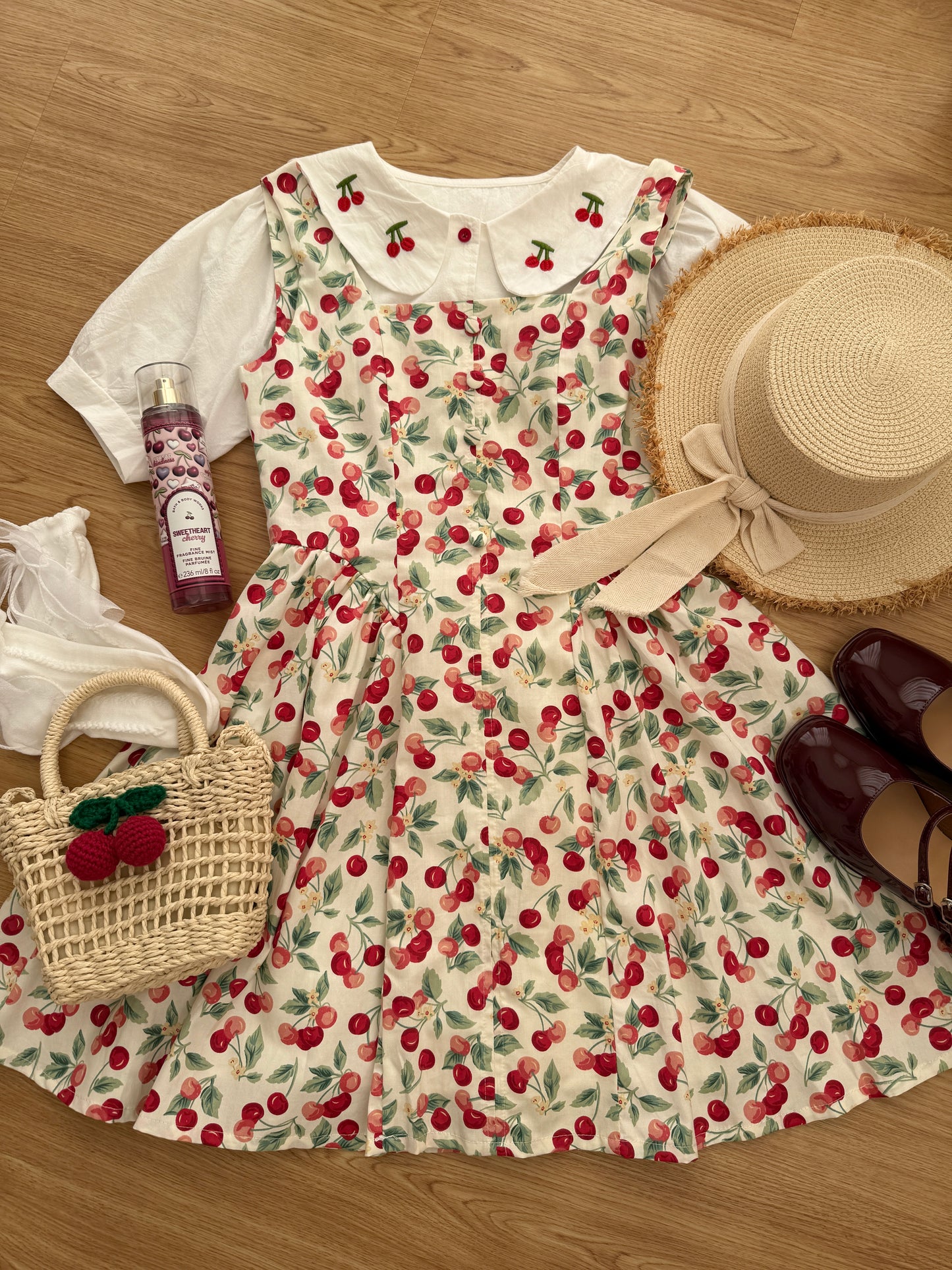 Cherry Jam Mini Dress (White)