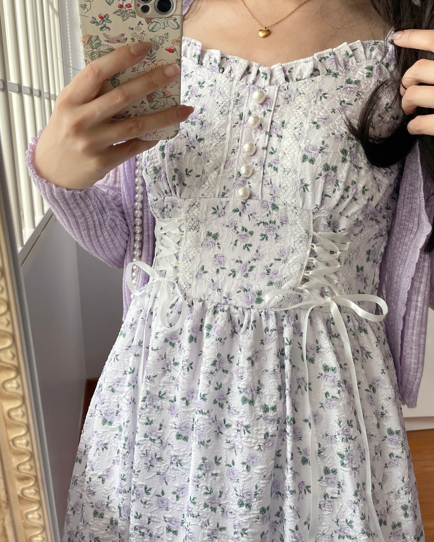 Lavender Haze Lace Up Cami Dress (Purple)