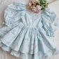 Garden Rose Puff Mini Twirl Dress (Blue)