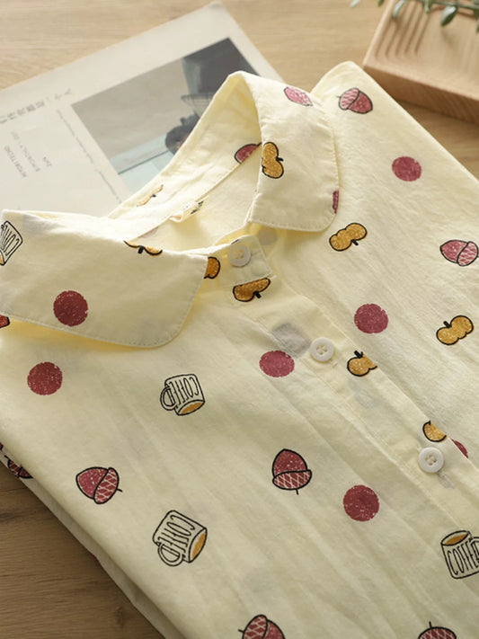 Pumpkin Coffee Blouse (Cream)