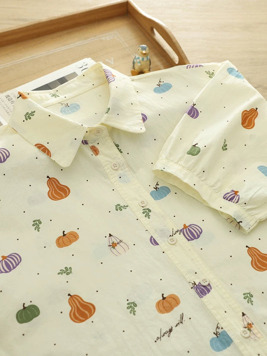 Pumpkin Dot Blouse (Cream)