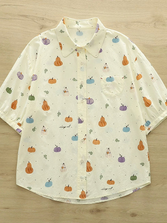 Pumpkin Dot Blouse (Cream)