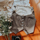 Lace Button Up Waistcoat (Taupe)