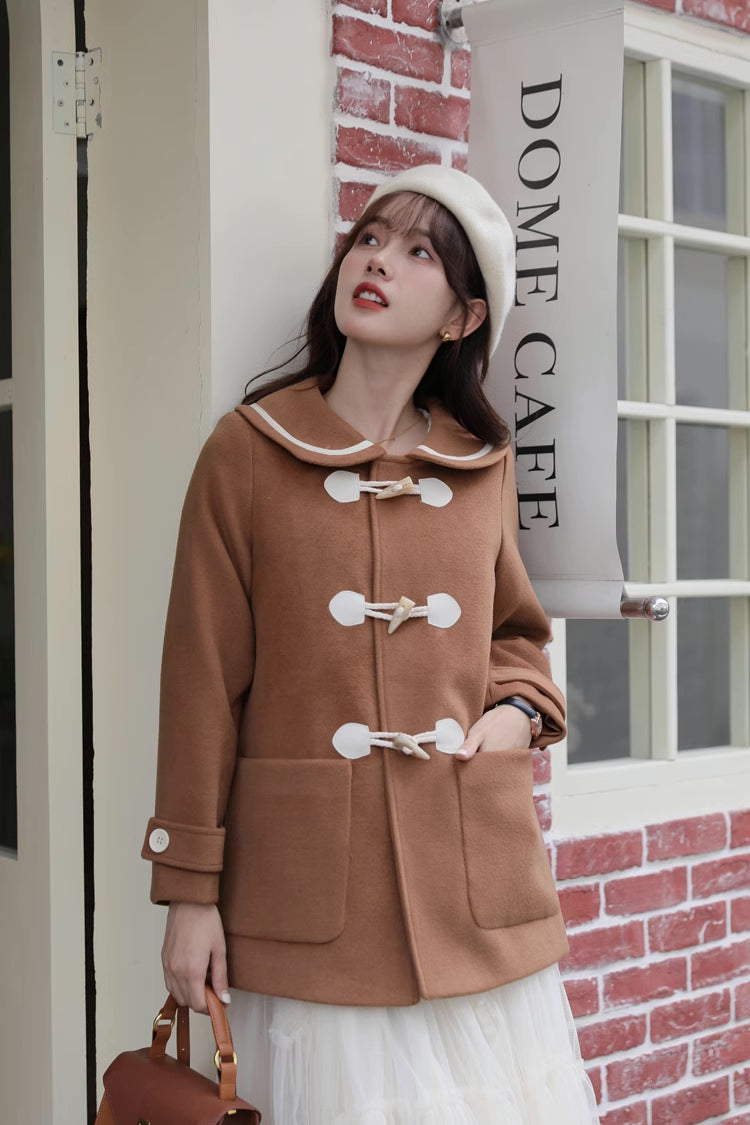 Peter Pan Collar Toggle Duffle Coat (2 Colors)