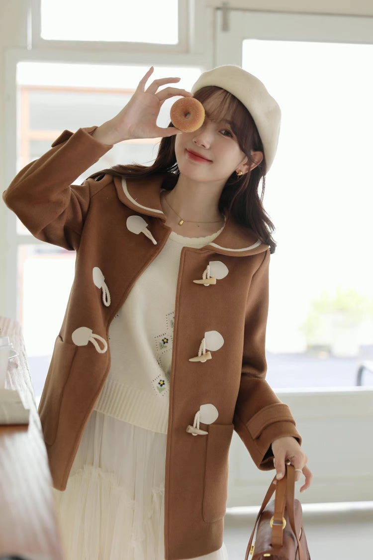 Peter Pan Collar Toggle Duffle Coat (2 Colors)