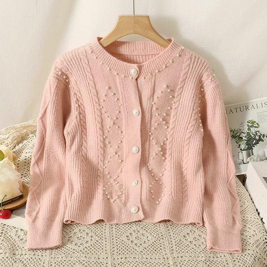 Braided Knit Pearl Cardigan (4 Colors)