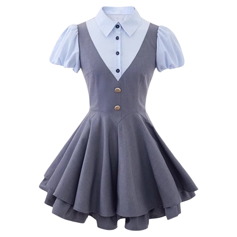 Summer Cadet Mini Twofer Dress (Blue/Gray)