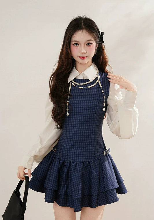Prep Plaid Mini Dress & Blouse (2 Colors)