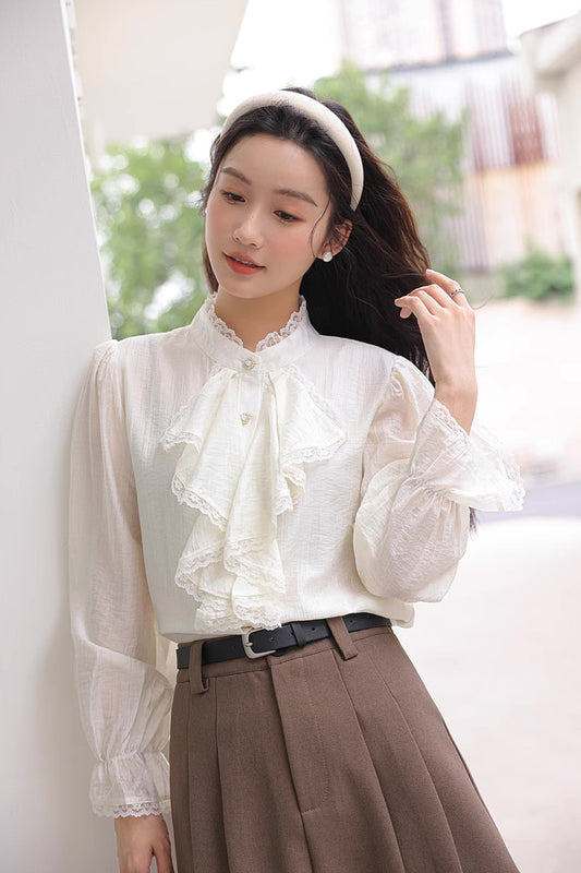 Cascade Front Blouse (Cream)