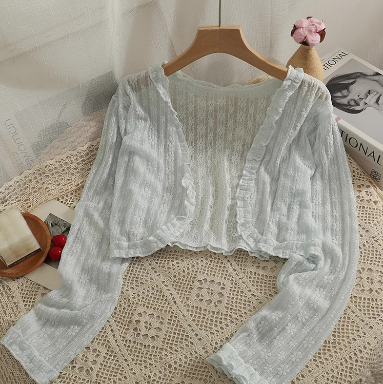 Sheer Floral Lace Cardigan (4 Colors)
