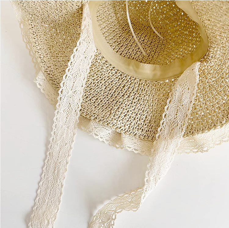 Lace Trim Straw Hat (2 Colors)