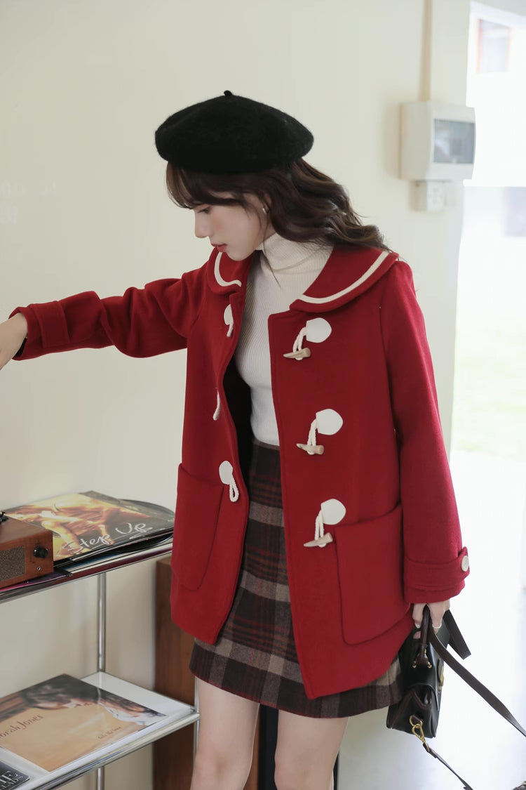 Peter Pan Collar Toggle Duffle Coat (2 Colors)