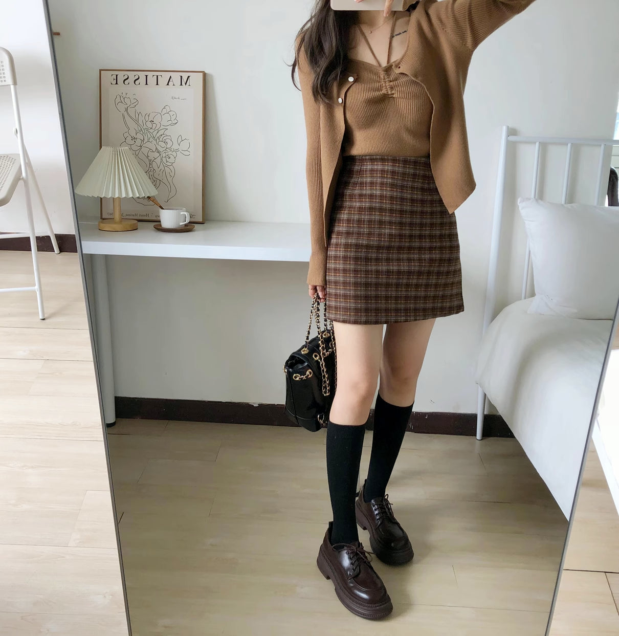 Cinnamon Spice Plaid Skirt (2 Colors)