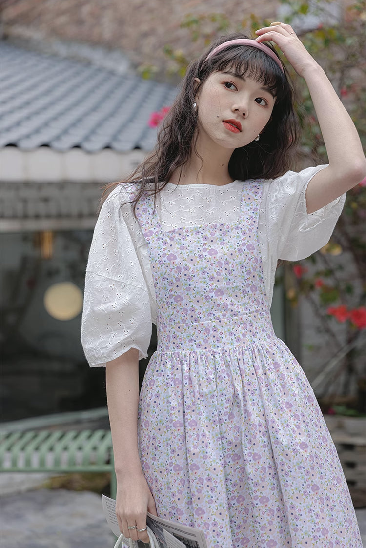 Pastel Garden Pinafore Dress (Purple)