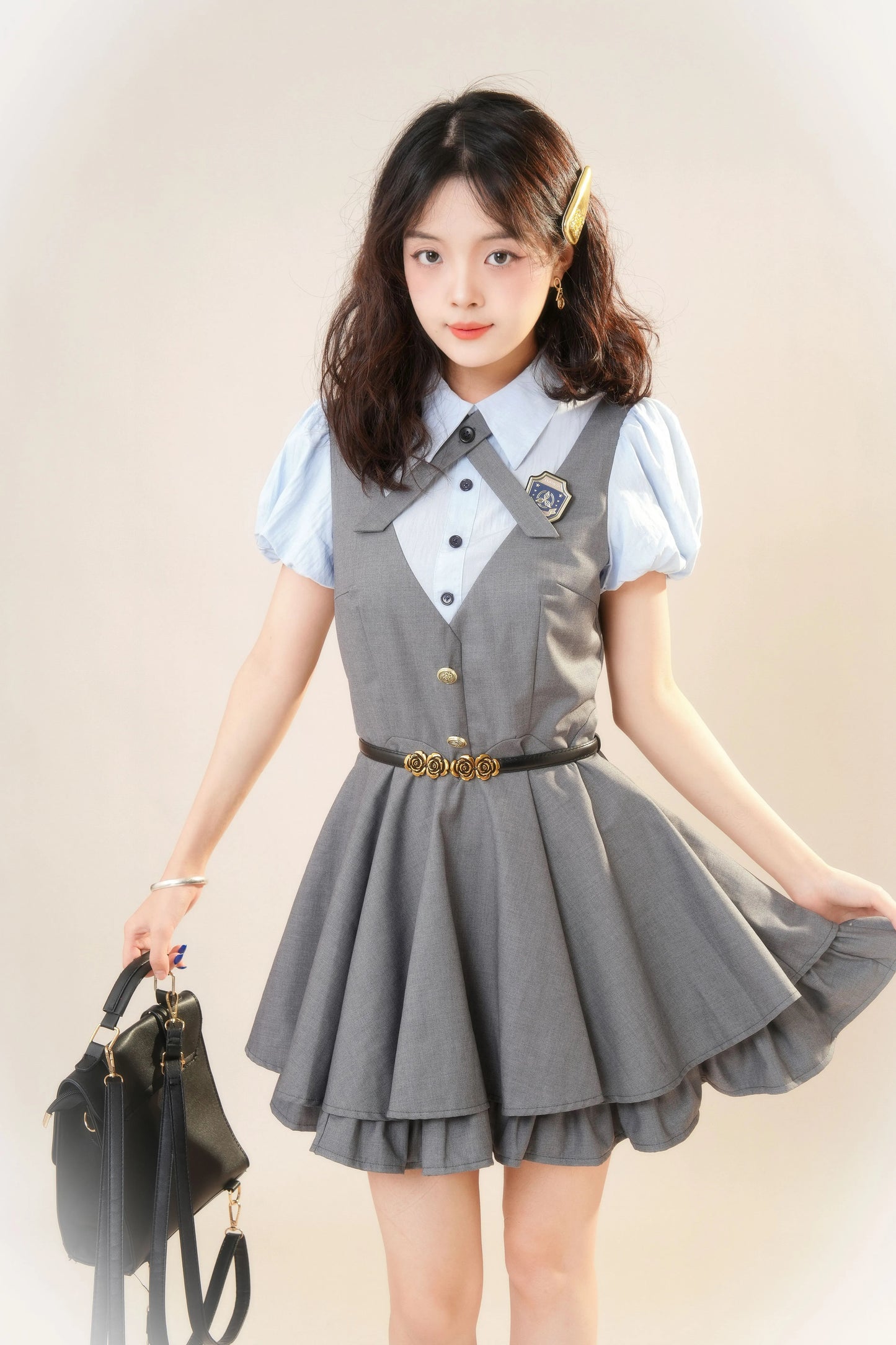 Summer Cadet Mini Twofer Dress (Blue/Gray)